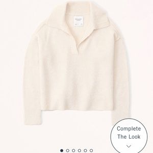 Notch-Neck Sweater Polo - white/cream
